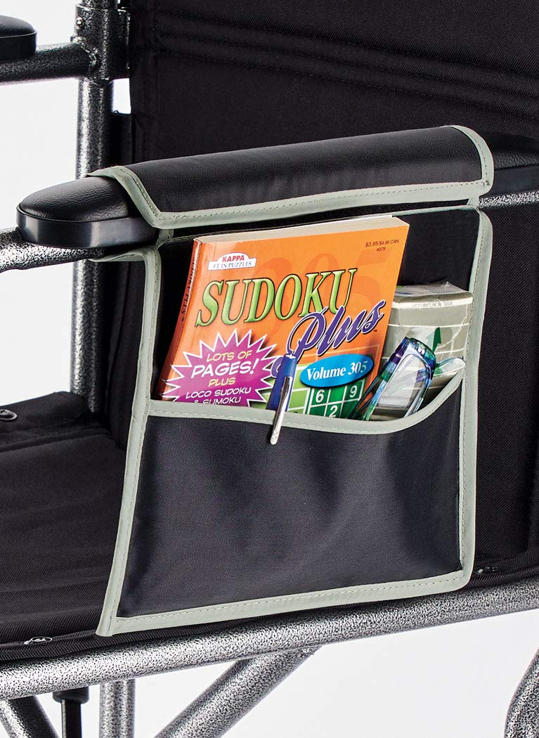 Premium Wheelchair Armrest Organizer Pouch - Durable Storage Bag for Phones, Keys & Essentials - Ideal for Wheelchair Users & Caregivers (Black)