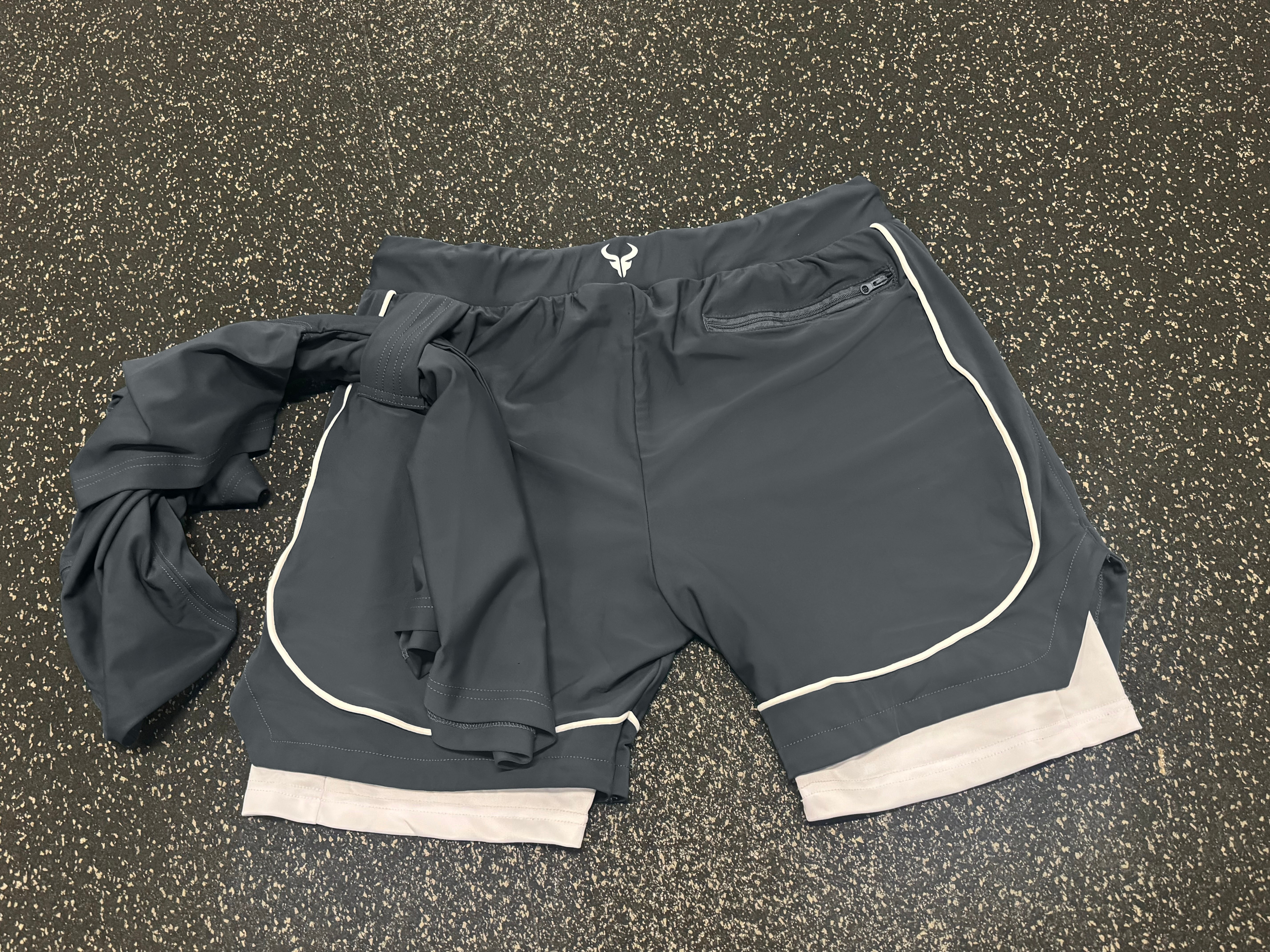 Cerus Grey Flow 2-in-1 Running Shorts for Men - Quick-Dry Athletic Workout Shorts with Built-in Liner - Perfect for Gym, Jogging & Outdoor Activities