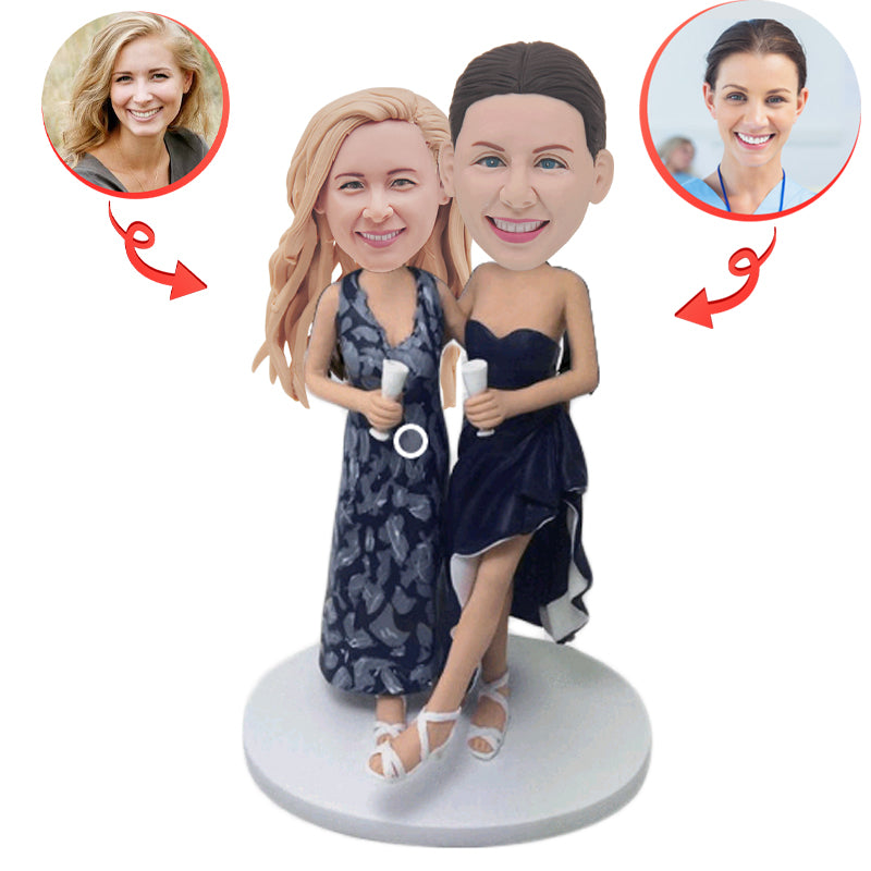 Custom Same-Sex Couple Bobblehead - Personalized Figurine Gift for Lesbian & Gay Couples - Perfect for Anniversaries, Weddings & LGBTQ+ Celebrations
