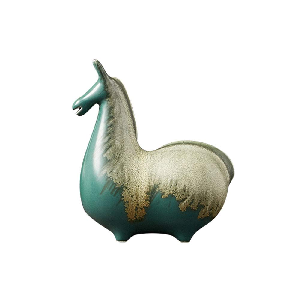 SHYPT Modern Ceramic Horse Statue - Elegant Office & Home Decor for Study, Tea Room, Wine Cabinet - Zen Style Decoration (19x16cm) - Perfect for Feng Shui, Gift Giving & Interior Design Accents