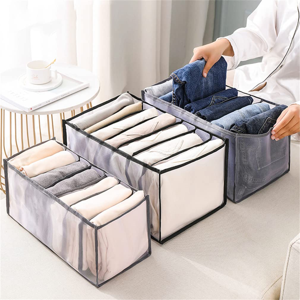 Foldable Fabric Drawer Organizer for T-Shirts & Jeans - Large Closet Storage Box with Grid Divider | Perfect for Wardrobe, Dresser, and Closet Organization