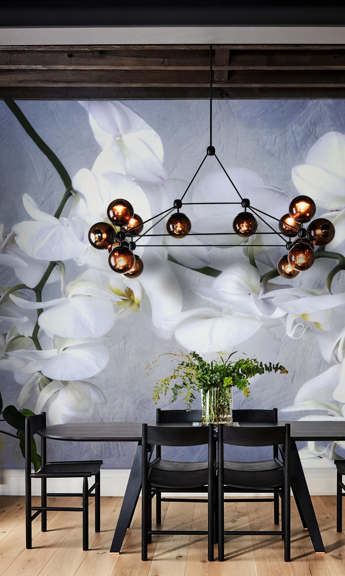 Blue and White Orchid Mural Wallpaper Sample (M1150) - Peel and Stick Removable Wallpaper for Bedroom, Living Room, Bathroom Decor