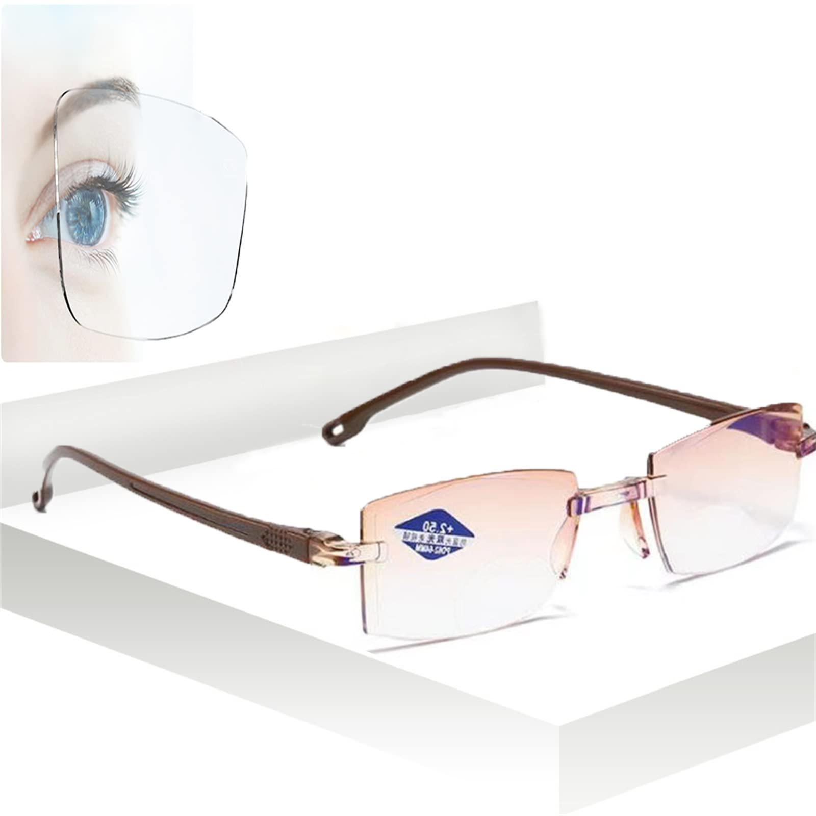Krivata Clara Charm Reading Glasses - Blue Light Blocking Progressive Bifocal Glasses for Women & Men (+3.50 Strength, 65-70mm Frame) - Computer Glasses, Reading Glasses for Books & Screen Use