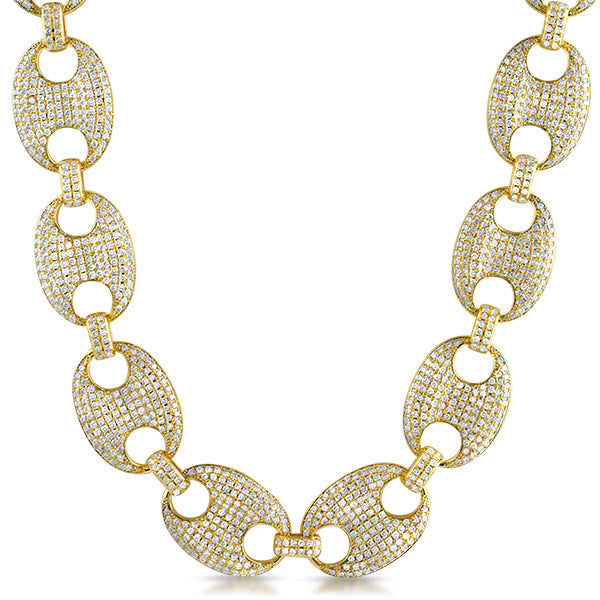 24mm Gold Fully Loaded Iced Mariner Chain for Men - Luxury Cuban Link Necklace for Hip Hop Jewelry & Streetwear Fashion