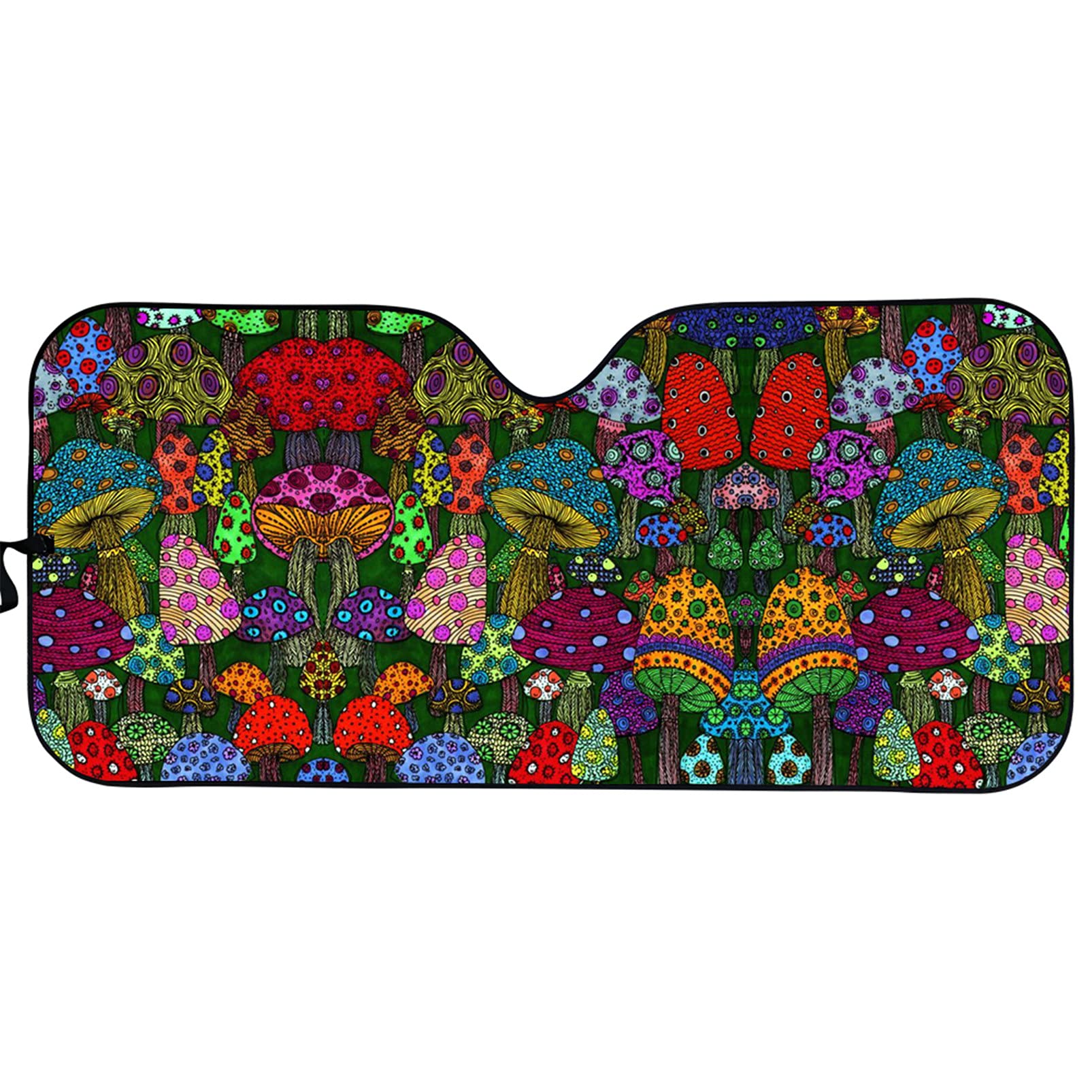 YSTARDREAM Foldable Car Windshield Sun Shade - Cute Cartoon Forest Mushroom Print UV Protection for Front Window | Perfect for Summer Parking, Baby Safety & Heat Reduction