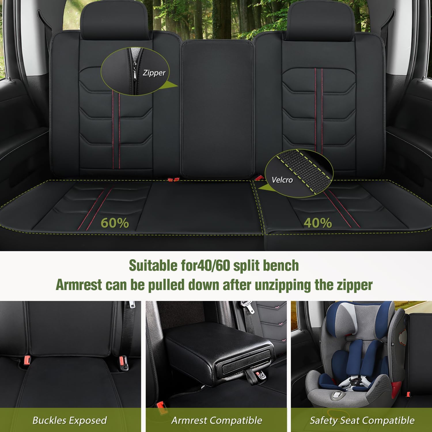 Premium Custom Fit Seat Covers for 2007-2024 Jeep Wrangler JK & JL 4-Door Models - Durable Neoprene/Leather Protection for Off-Roading & Daily Driving