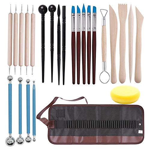 Acrosser 24-Piece Polymer Clay Tools Set for Sculpting, Carving & Modeling - Perfect for DIY Crafts, Cake Fondant Decoration & Painting Projects