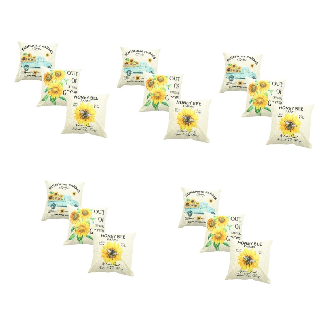 Homoyoyo 15-Piece Sunflower Pillowcase Set - Farmhouse Floral Throw Pillow Covers, Washable Linen Sofa Cushion Covers with Lemon Print - Perfect for Living Room Decor, Outdoor Patio & Cozy Home Accents