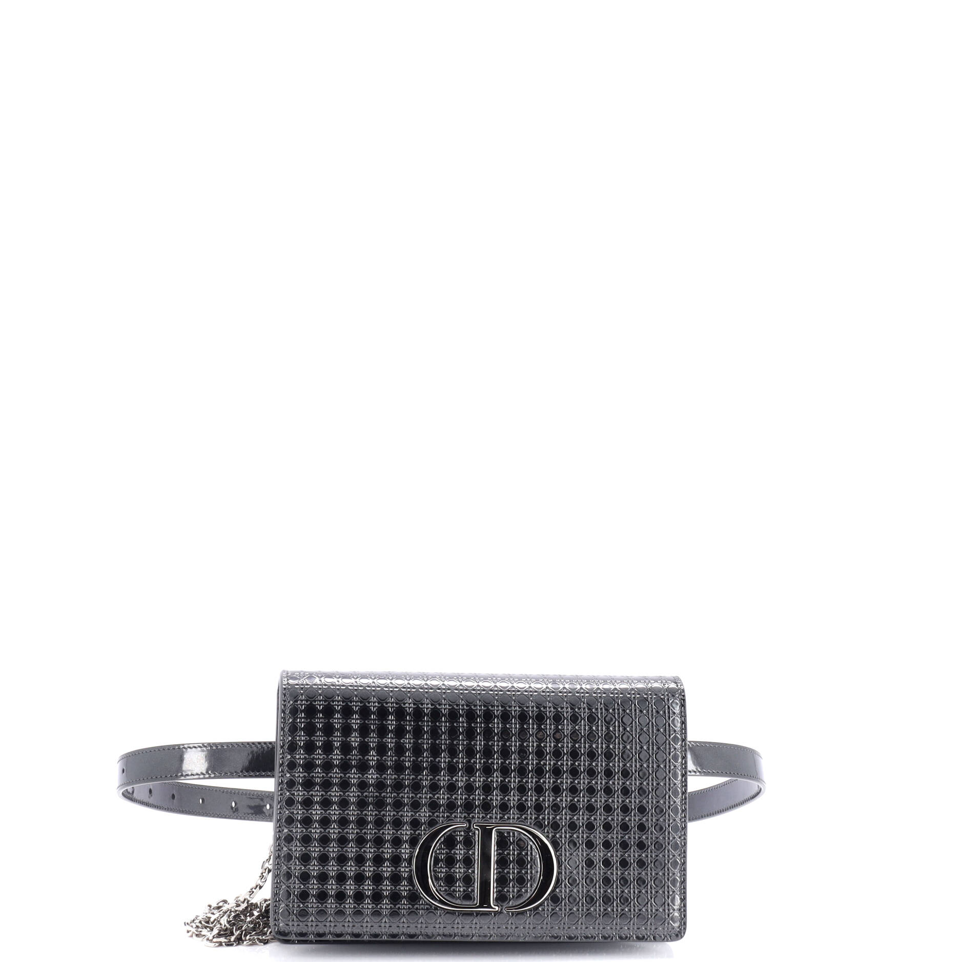 Luxury 30 Montaigne 2-in-1 Pouch with Micro Cannage Pattern in Metallic Calfskin Leather - Perfect for Travel, Evening Bags & Everyday Essentials