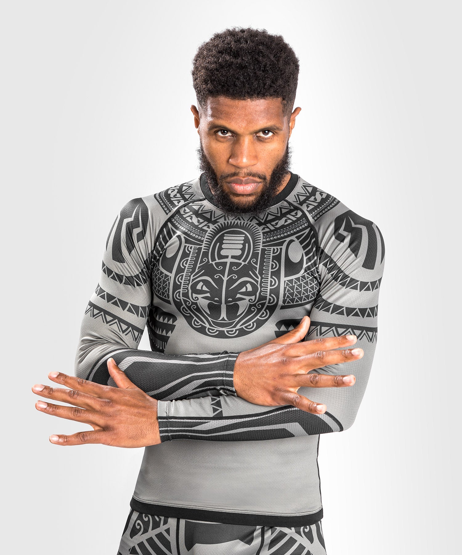 Venum Nakahi Rashguard Long Sleeves - Grey MMA BJJ Training Shirt for Men - Perfect for Brazilian Jiu-Jitsu, MMA & Grappling Workouts