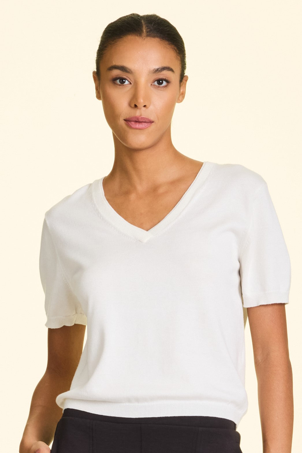 Vida Knit Tee in Bone Color - Soft & Comfortable Women's T-Shirt for Casual Wear & Everyday Outfits