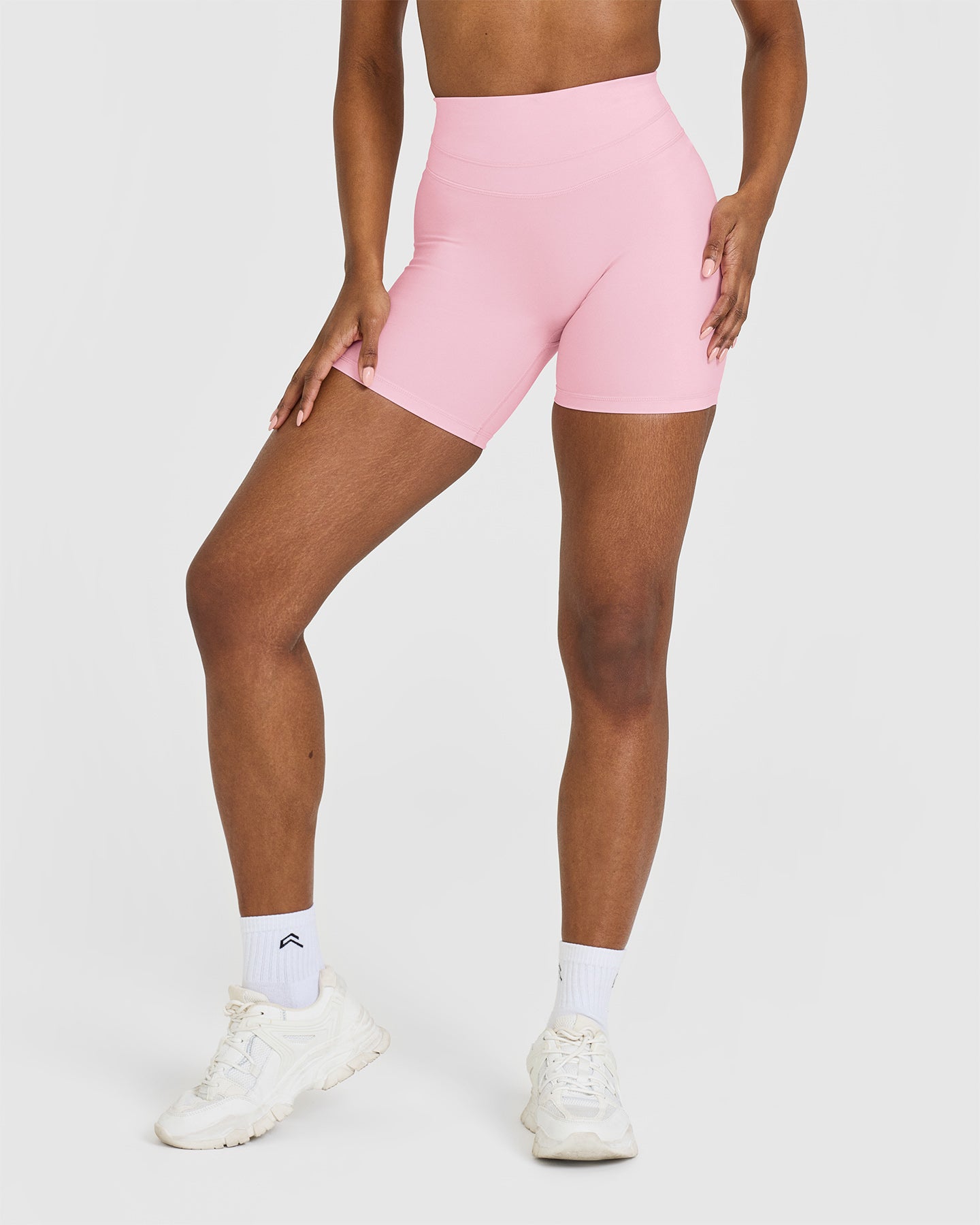 High Waisted Shorts for Women - 6-Pack Petal Pink Cotton Stretch Comfortable Workout & Lounge Shorts - Perfect for Yoga, Running, and Summer Vacation