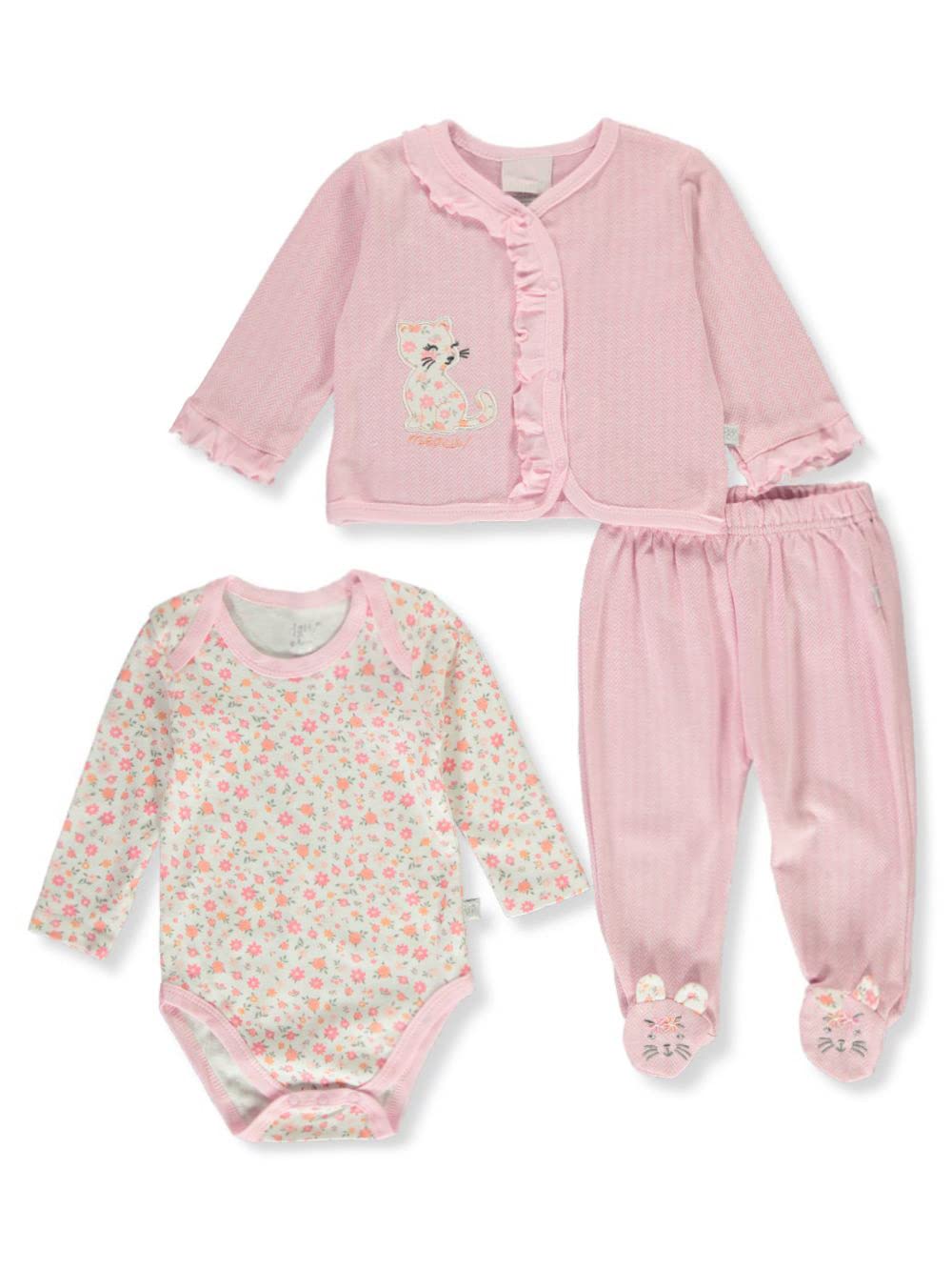 Princess Rose Baby Girls' 3-Piece Kitty Layette Set - Soft Cotton Outfit for Newborns & Infants | Perfect for Photo Shoots, Birthday Parties & Special Occasions