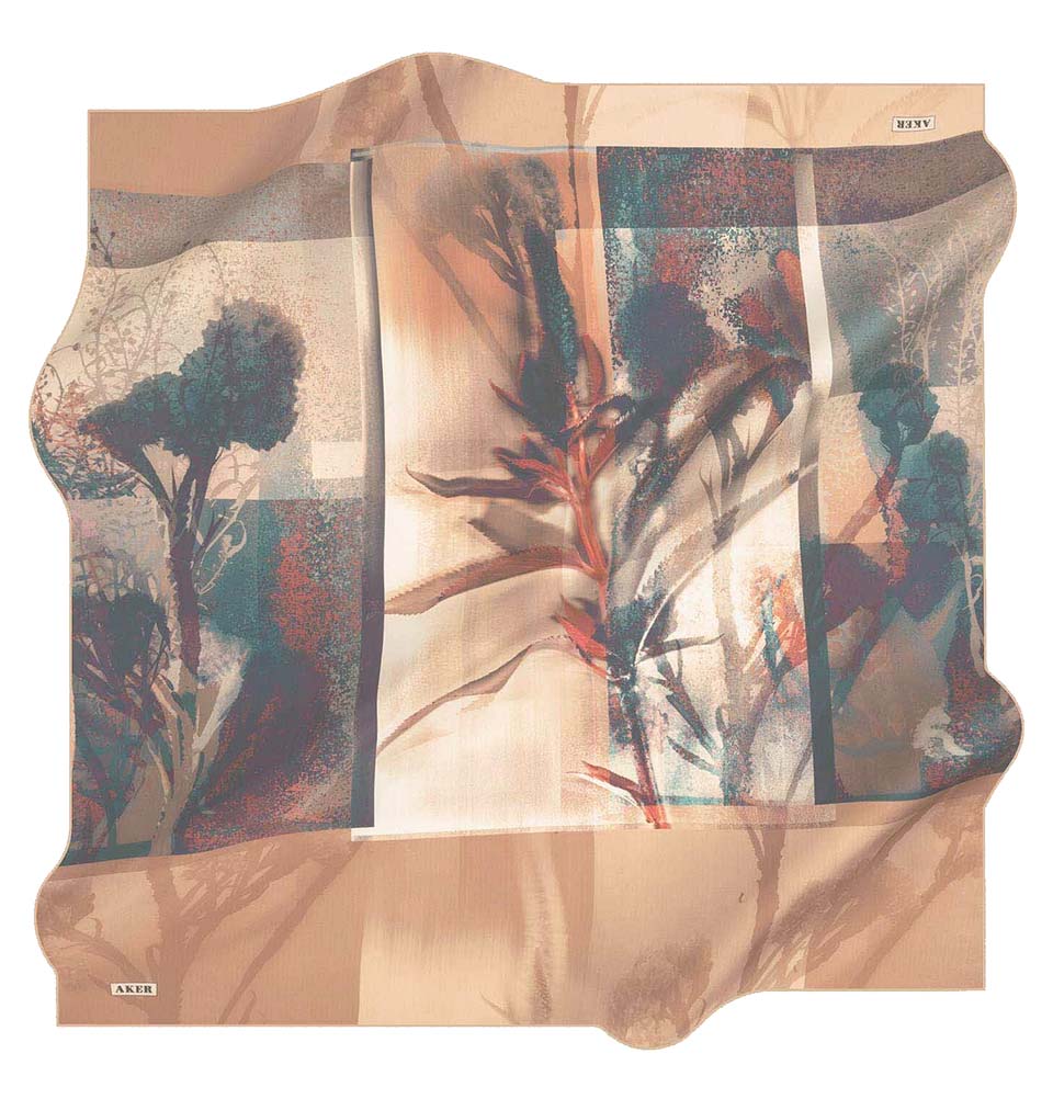 Aker Silk Cotton Patterned Square Scarf #8090 461 - Stylish Fashion Accessory for Women, Perfect for Office, Travel and Special Occasions