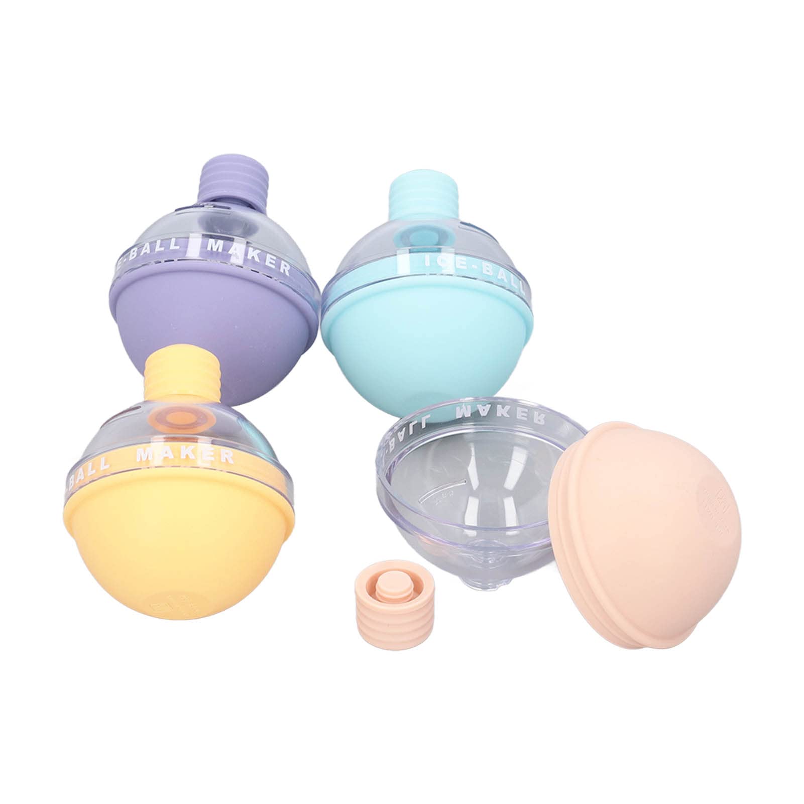 4PCS Whiskey Ice Molds with Lid - Candy Color Safe & Healthy Round Ice Hockey Molds for Cocktails, Bourbon & Whiskey - Perfect for Home Bars, Parties & Kitchen Use