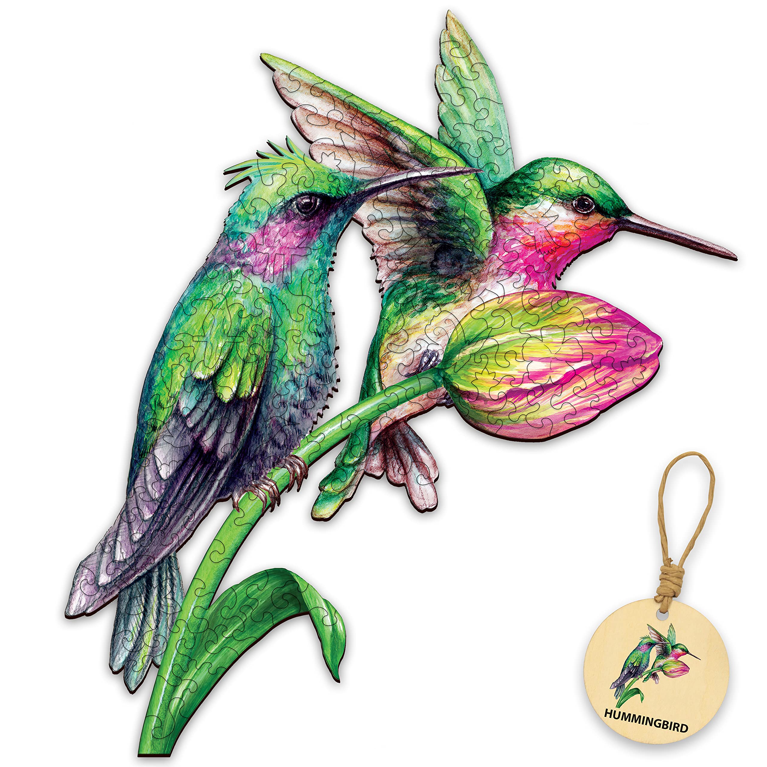 DEPLEE 280-330 Pcs Wooden Jigsaw Puzzle for Adults - Hummingbird Valentine's Day Gift, Unique Animal Shape, Creative Challenge for Family & Friends, 19.4x17.1 Inch - Perfect for Relaxation, Home Decor & Brain Teaser Activities