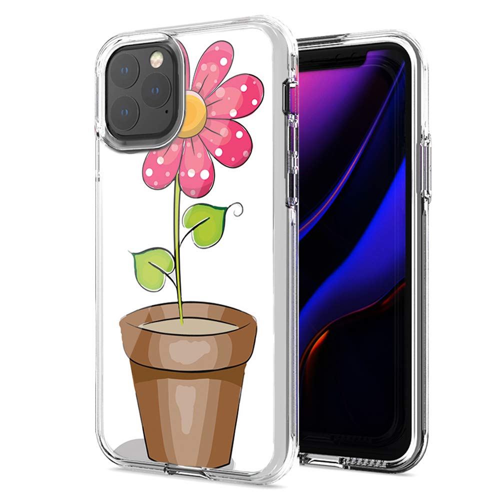 Pink Daisy Design Double Layer Protective Case for Apple iPhone 12 Pro/12 - Slim Shockproof Cover for Everyday Use & Fashion Protection