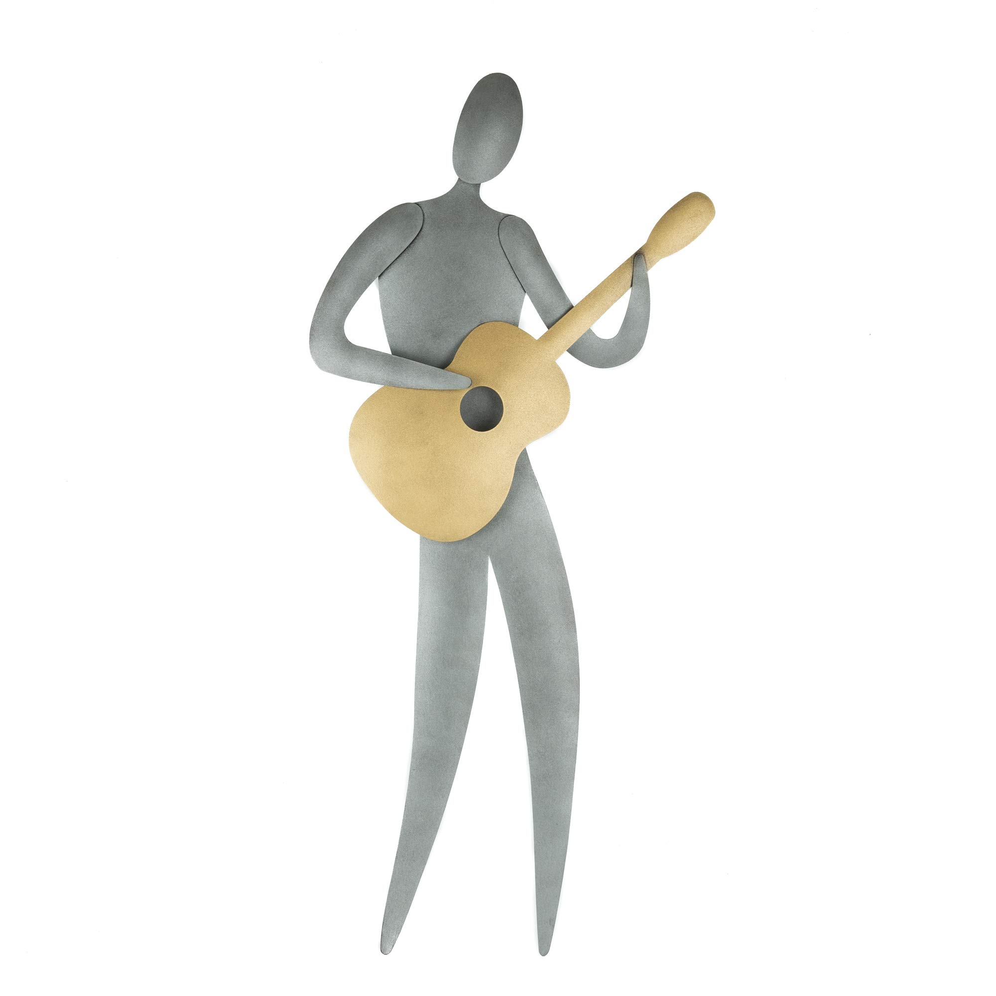 EliteCrafters Guitar Player Figurine - Handmade Metal Wall Art Decor Sculpture for Music Lovers, Large 21.3