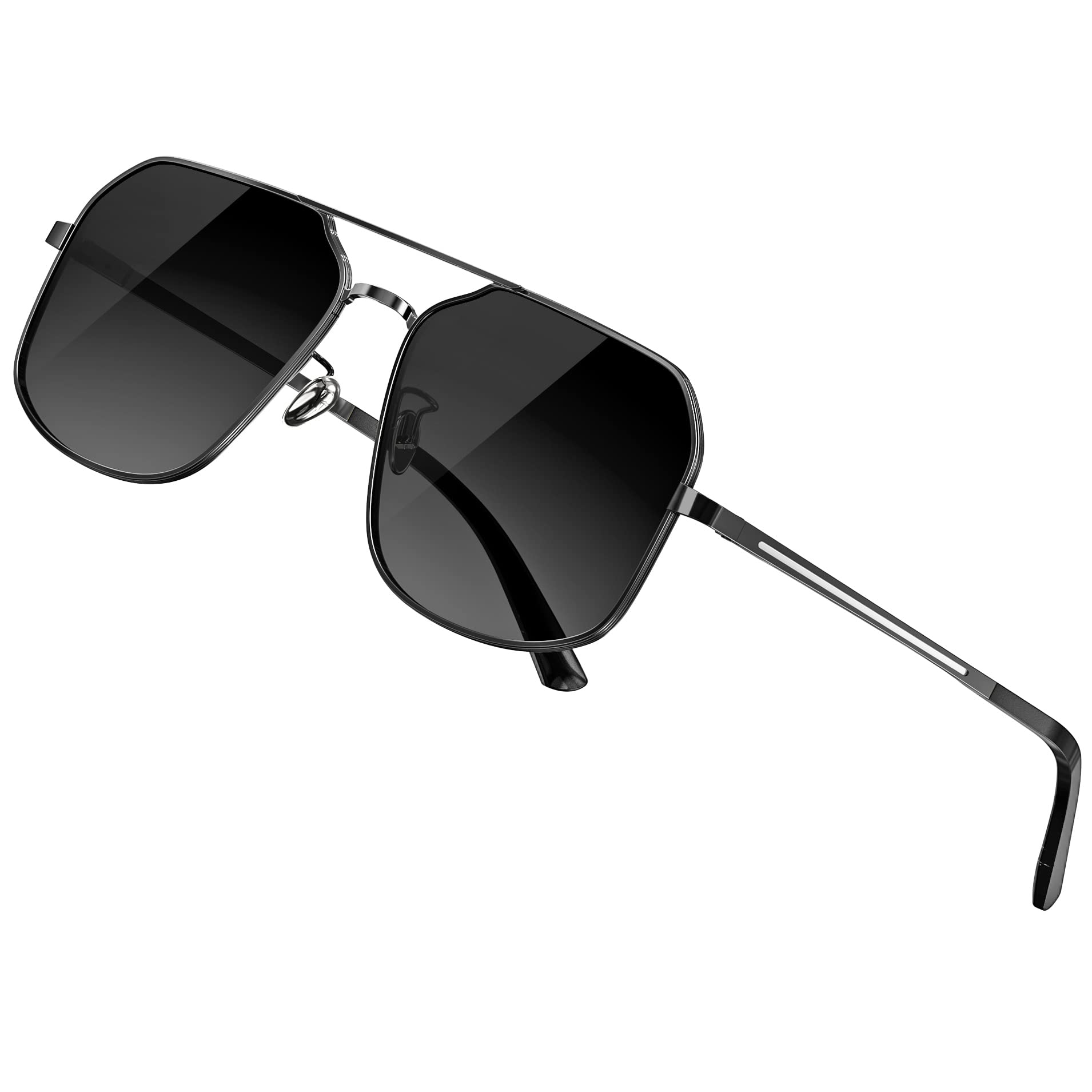ATTCL Polarized Sunglasses for Men & Women - UV400 Protection Square Metal Frame Sunglasses for Driving, Fishing & Outdoor Activities