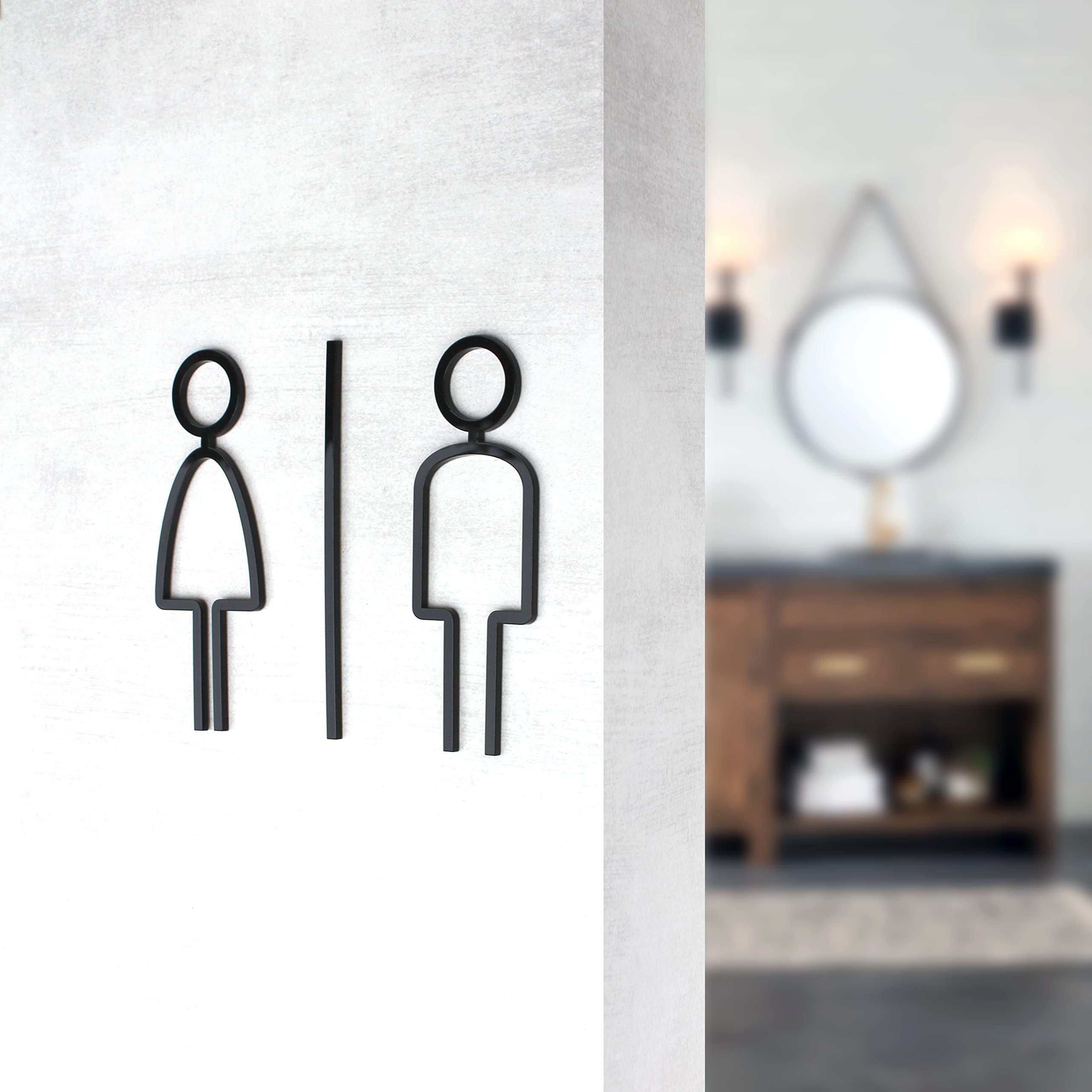 Unisex Restroom Door Signs - Gender Neutral Bathroom Sign - Men & Women Wall Decor (7”/150mm) - Perfect for Offices, Schools & Public Spaces