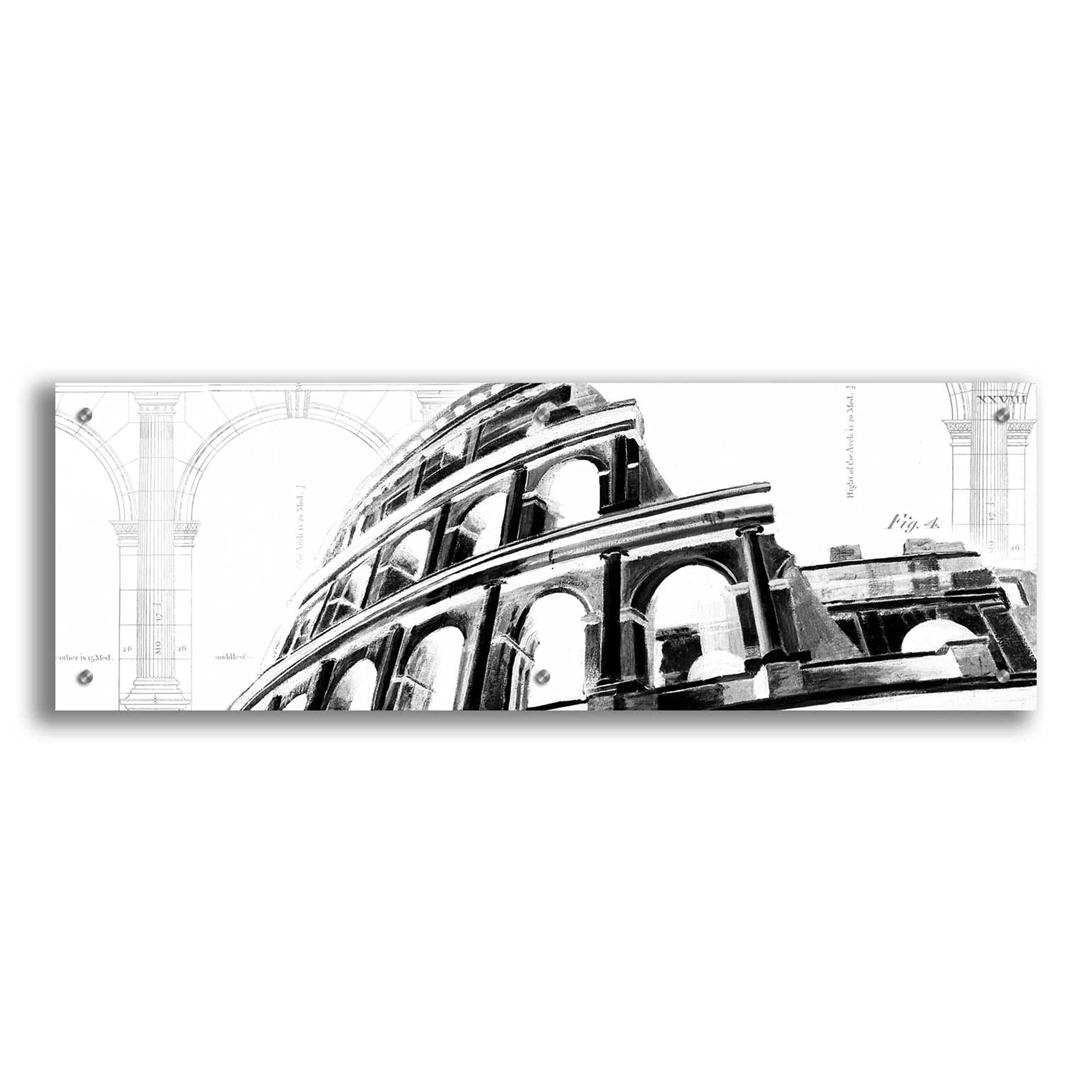 Ethan Harper 'Icon Architecture I' Acrylic Glass Wall Art - 36x12 Inches Modern Abstract Painting for Living Room, Office & Home Decor