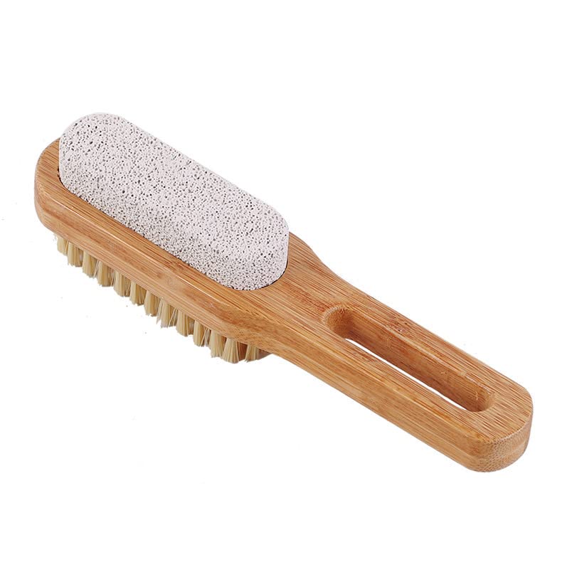 Nidy Foot Brush & Pumice Stone with Wooden Handle - Callus Remover, Exfoliator & Scrubber for Dry Dead Skin on Feet - Natural Bristles for Men & Women - Perfect for Pedicure, Foot Care & Spa Treatment at Home