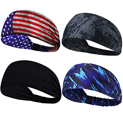 Non-Slip Breathable Headbands for Men & Women - 4 Pack Sweat Bands for Workout, Yoga, Running, Gym & Outdoor Sports | Durable & Comfortable for Exercise, Jogging & Active Lifestyles