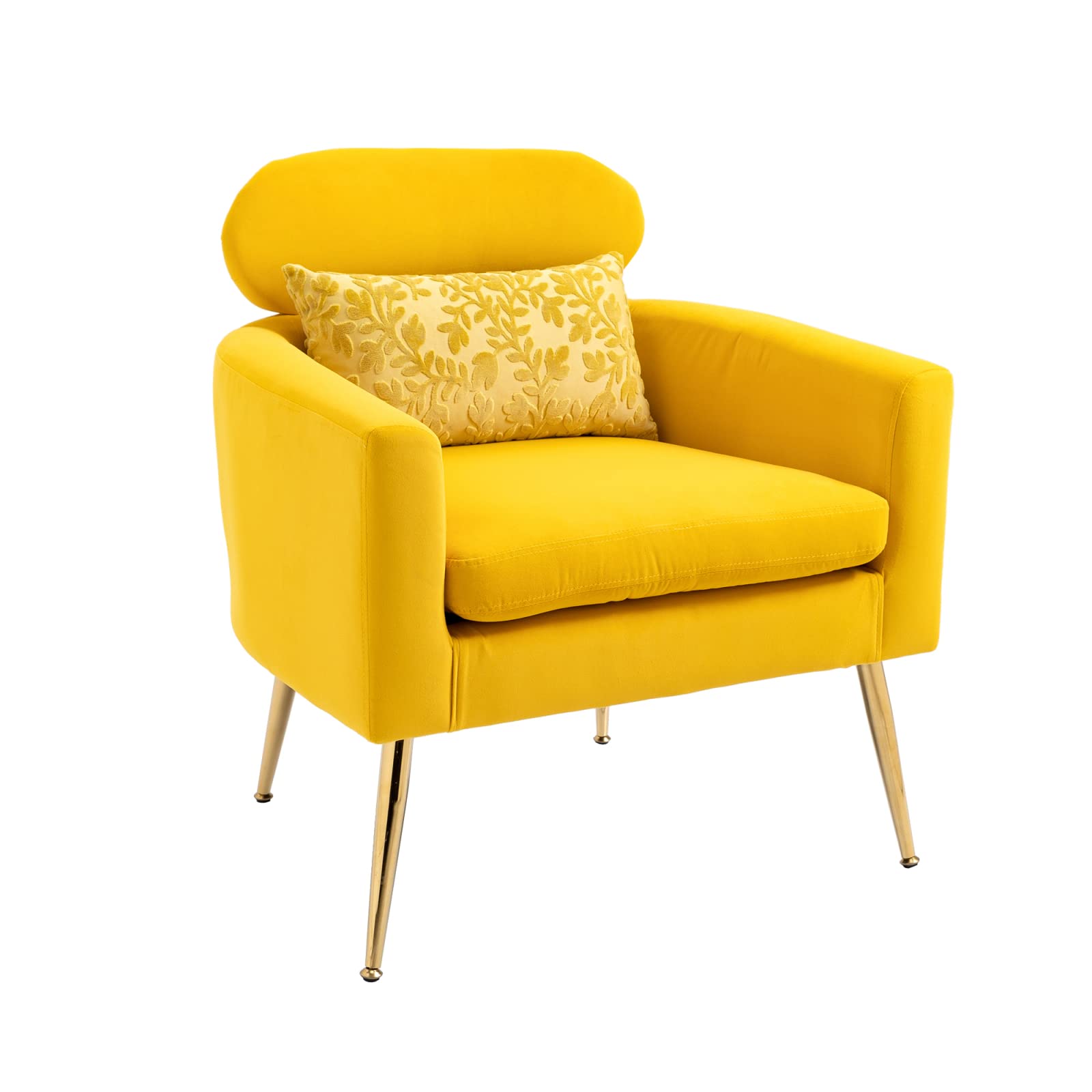 Mid Century Modern Velvet Upholstered Armchair - Button Tufted Accent Chair with Wooden Legs & Comfy Cushion for Living Room, Bedroom, Office or Balcony - Stylish Black Reading Chair for Home Decor & Relaxation