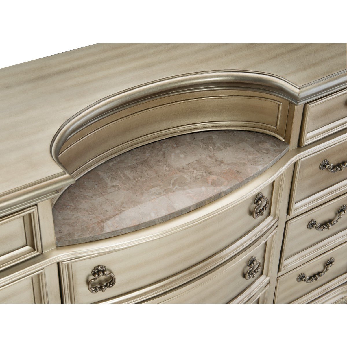 Elegant Silver Dresser with 6 Drawers - Modern Bedroom Furniture for Storage & Organization | Perfect for Bedroom, Living Room, or Guest Room Decor