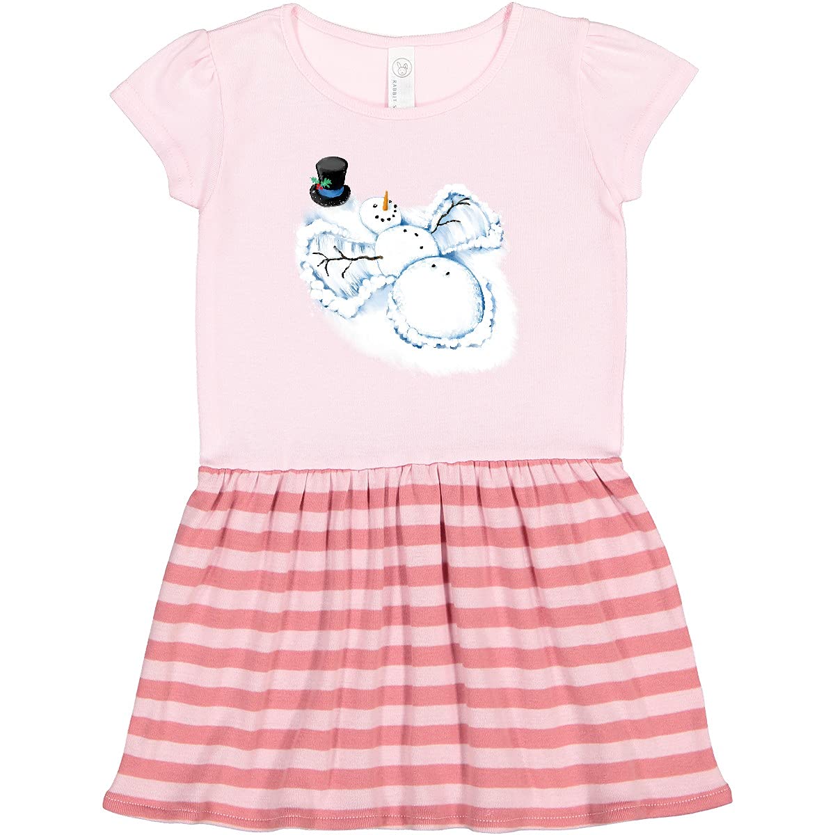 Inktastic Snowman Angels Toddler Dress - Christmas Holiday Outfit for Baby Girls, Cute Winter Party Wear, Festive Family Gathering Apparel