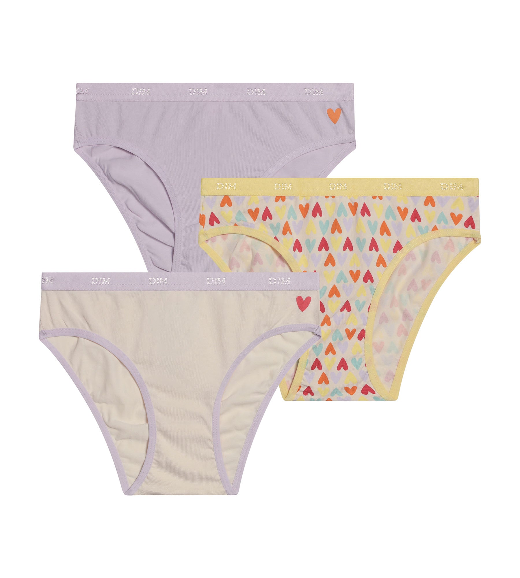 3 Pack Girls Cotton Stretch Underwear with Heart Print - Soft & Breathable for School, Play & Everyday Comfort