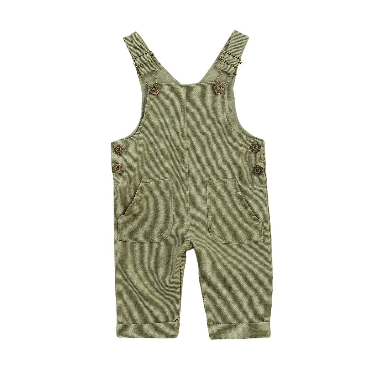 Newborn Baby Corduroy Overall Suspender Dress Bib Pants with Pockets - Green (0-6 Months) | Cozy Fall & Winter Outfit for Baby Girls & Boys | Perfect for Family Photos, Playdates & Holiday Gatherings