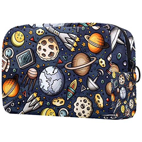 Cartoon Galaxy Space Astronauts Cosmetic Bag for Women - Waterproof Travel Makeup Organizer & Toiletry Pouch | Perfect for Travel, Gym, Beach & Daily Use