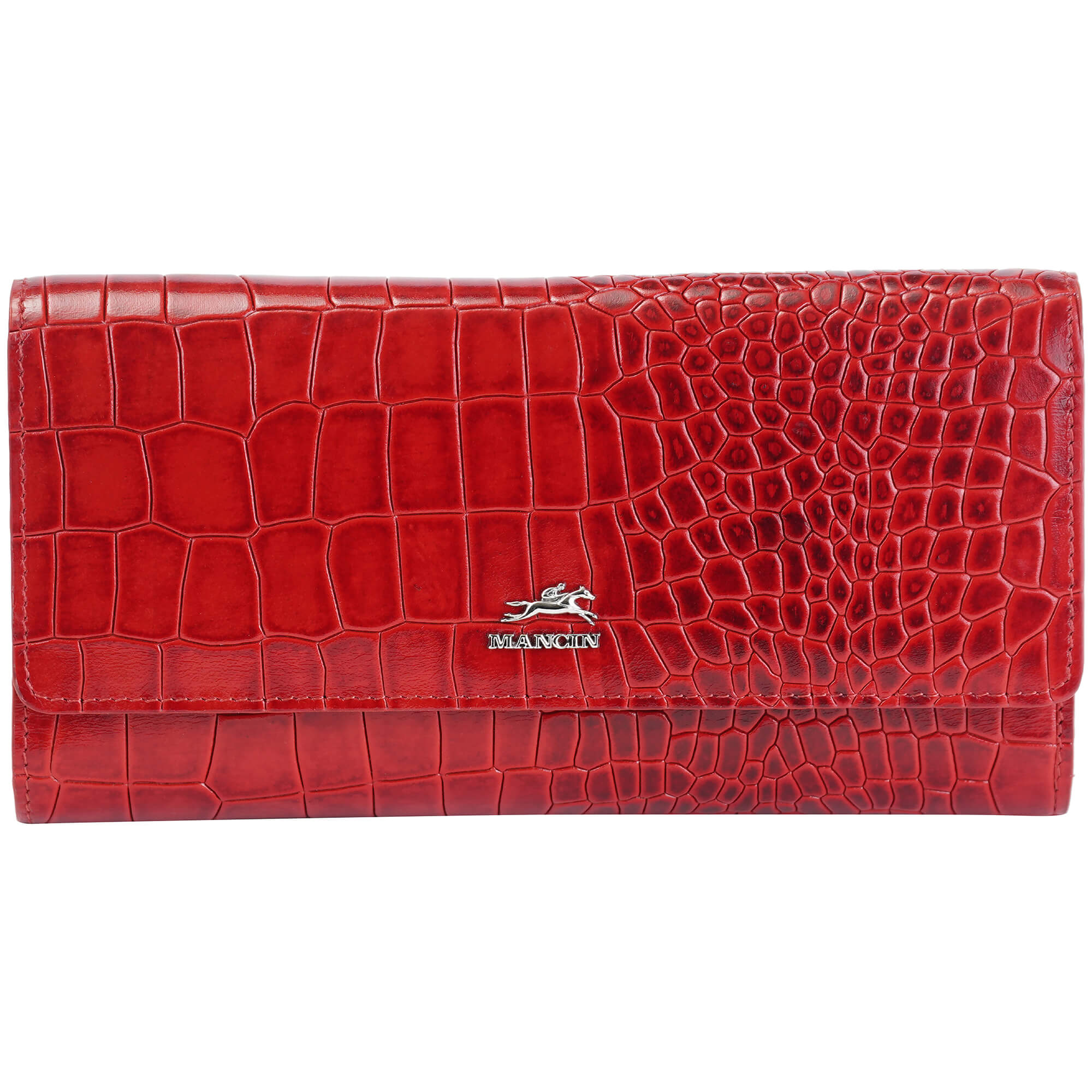 Mancini Croco2 Women's RFID Blocking Quad Fold Wallet - Secure Leather Wallet for Credit Cards & Cash - Perfect for Travel, Shopping & Everyday Use