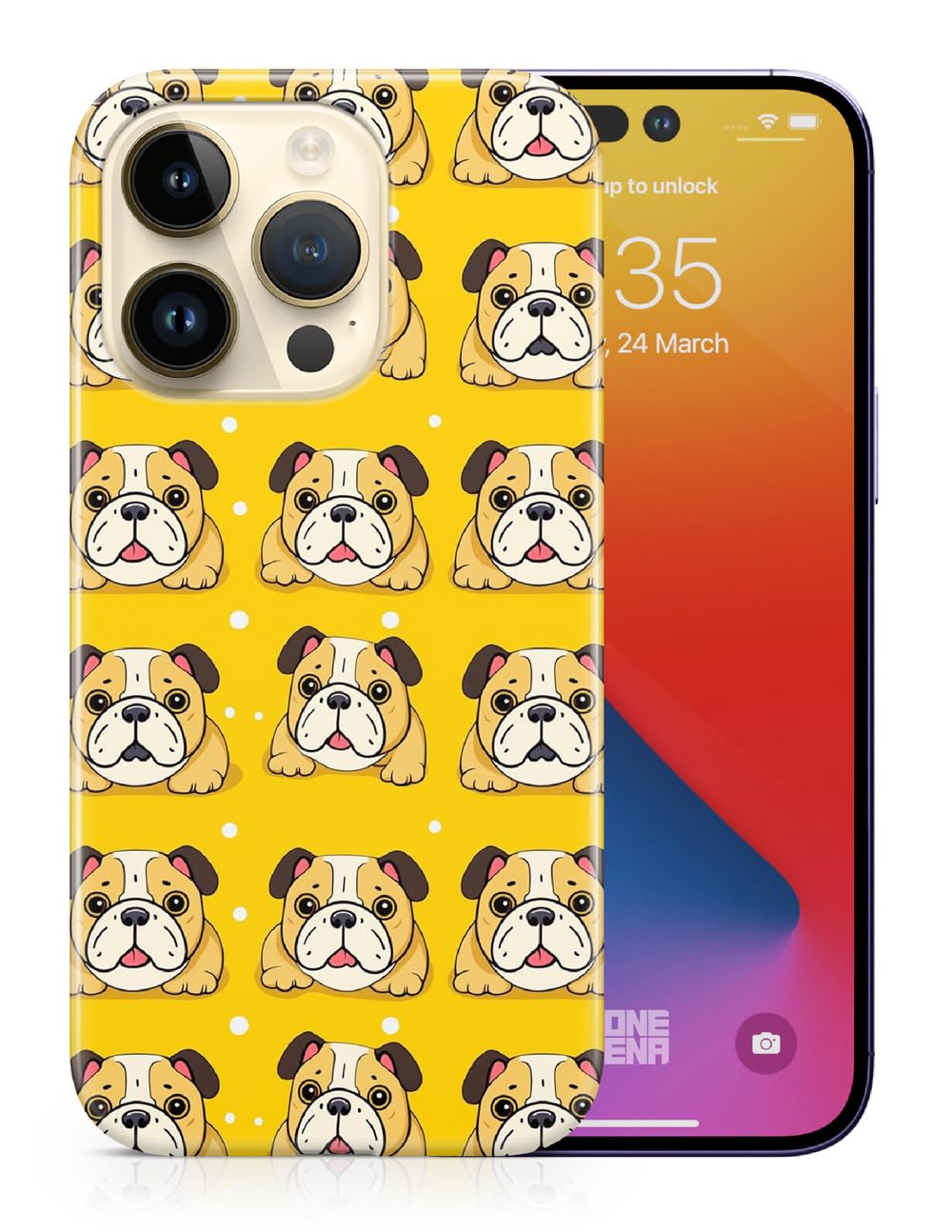 Cute Bulldog Puppy Dog Pattern Polycarbonate Phone Case for Apple iPhone 14 Pro Max - Durable Protective Cover with Canine Design, Perfect for Pet Lovers & Everyday Use