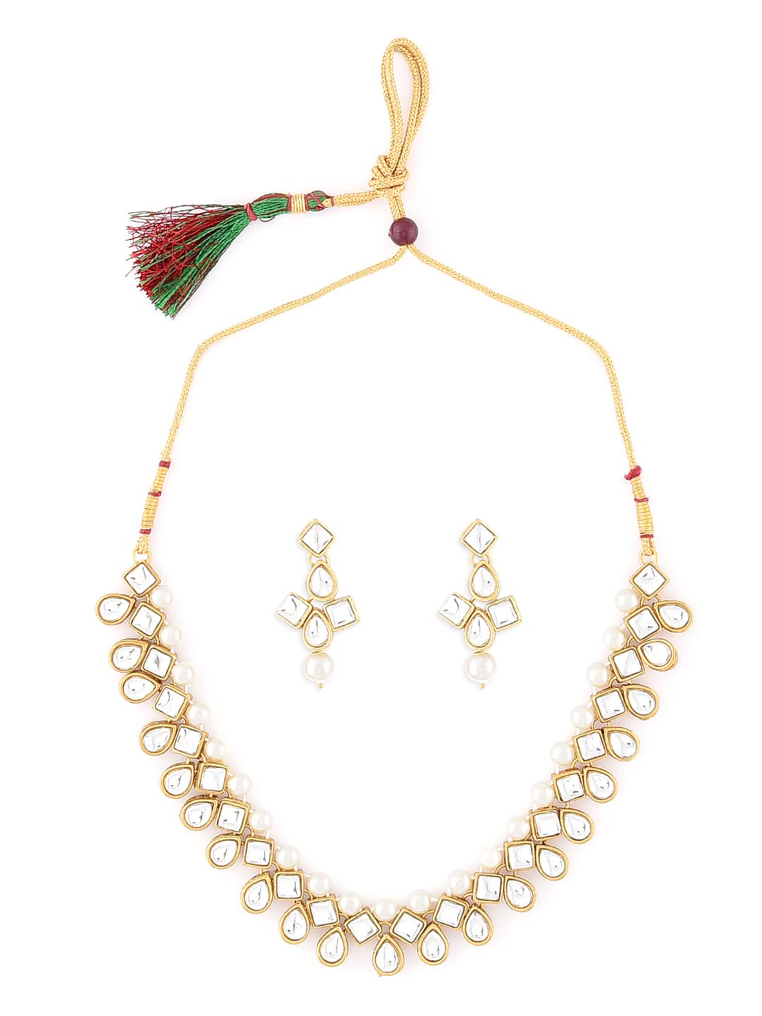 ZAVERI PEARLS Gold Tone Traditional Kundan & Pearls Necklace Set For Women - ZPFK8675 | Elegant Indian Jewelry for Weddings, Parties & Special Occasions