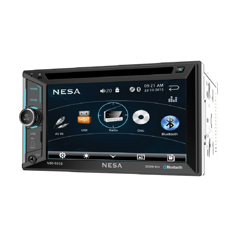 NESA NSD 623B 2 DIN Car Stereo with DVD Player, USB Port & Bluetooth 4.0 - In-Dash Multimedia Receiver for Music, Videos & Hands-Free Calling - Perfect for Trucks, SUVs & Custom Car Audio Systems