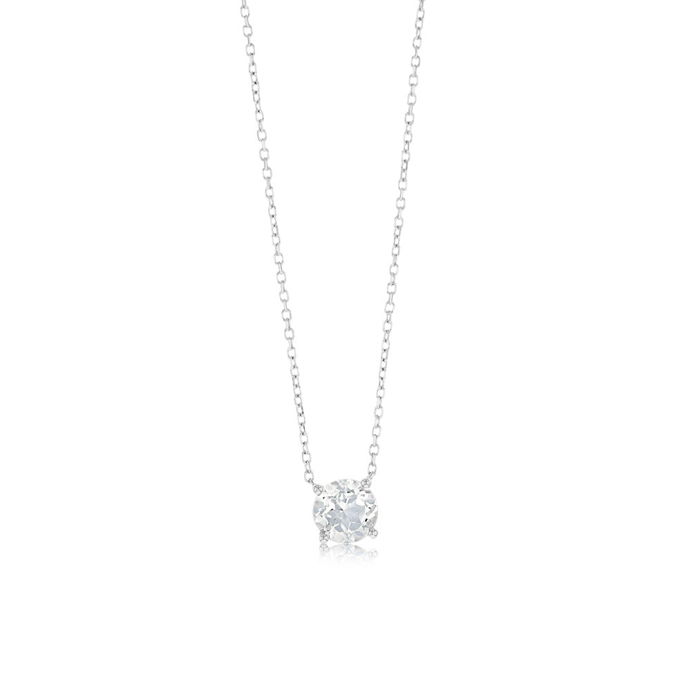 0.9 Carat White Topaz Pendant Necklace with 45cm 9ct White Gold Chain - Elegant Jewelry for Women, Perfect for Weddings, Anniversaries & Special Occasions