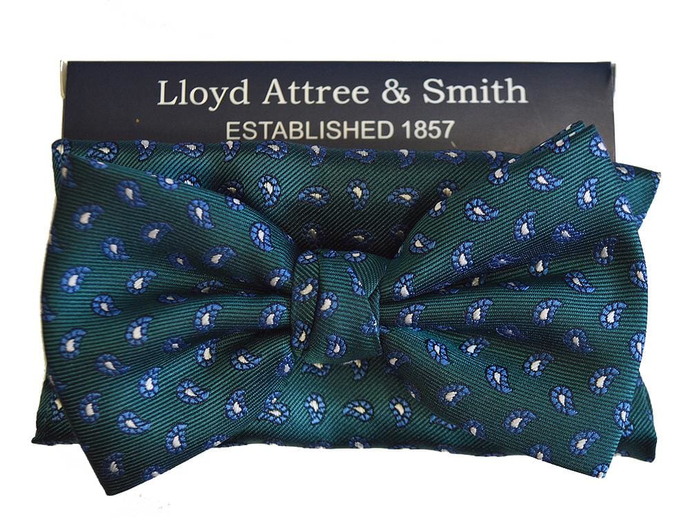 Stylish L.A. Smith Polyester Green Bow Tie and Pocket Square Set - Perfect for Weddings, Prom & Formal Events