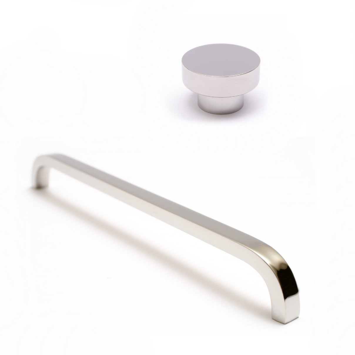 Polished Nickel Cabinet Drawer Pulls & Knobs - Modern Curved Handle for Kitchen Cabinets, Dressers & Furniture Hardware (Set of 10) - Perfect for Home Renovation & DIY Projects