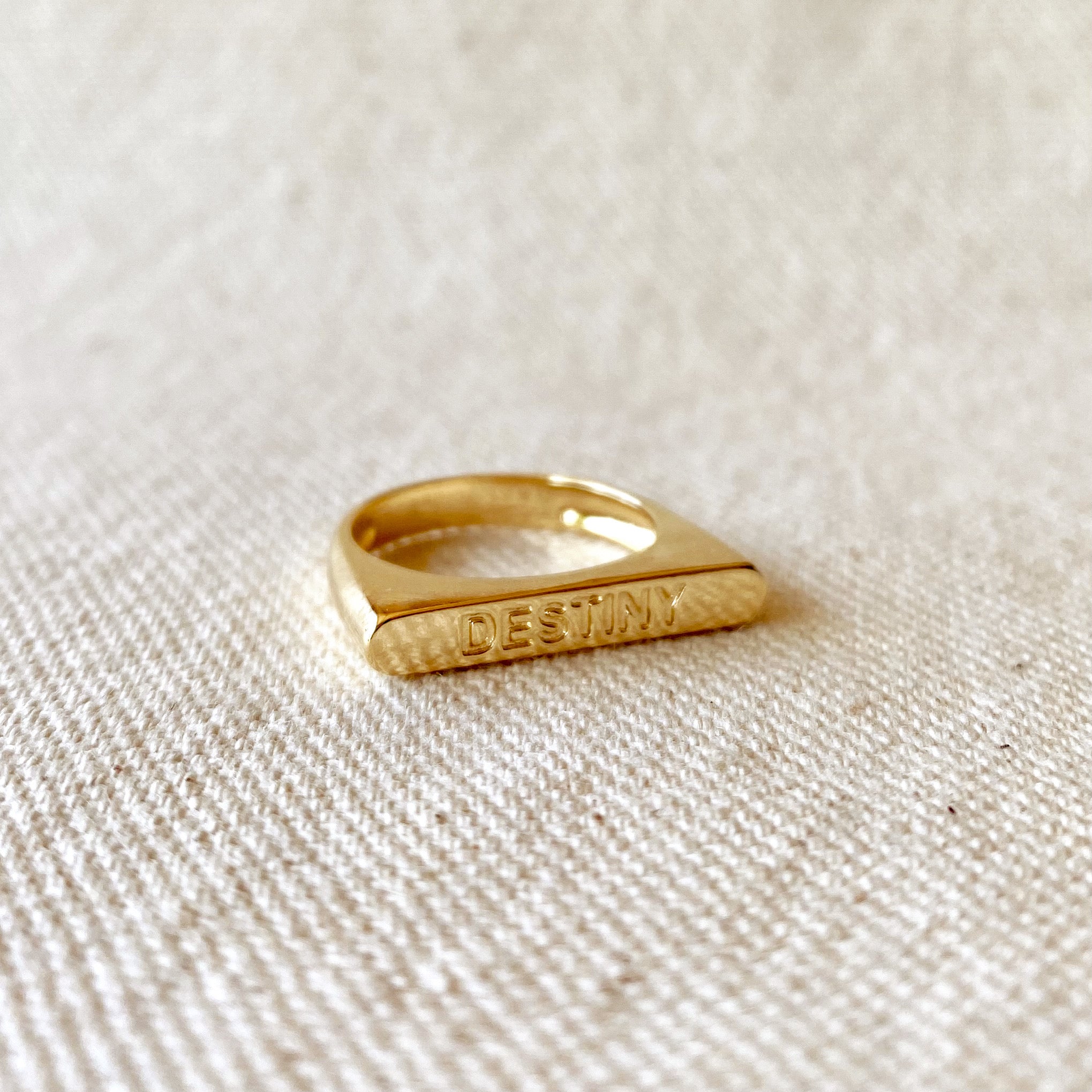 18K Gold Filled Destiny Engraved Stackable Ring for Women - Dainty Adjustable Promise Band, Meaningful Gift for Anniversary, Birthday & Valentine's Day - Perfect for Layering & Everyday Wear