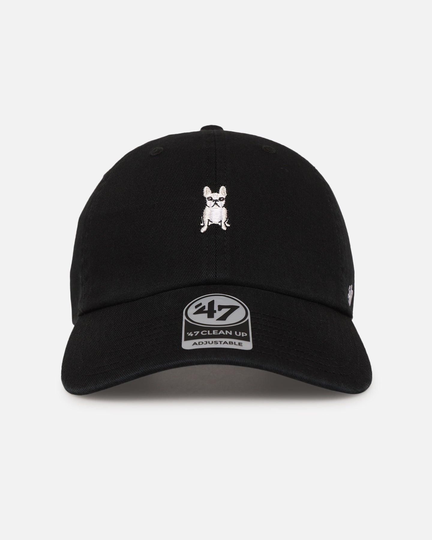47 Brand French Bulldog 'Dog Collection' 47 Clean Up Strapback Black Hat - Adjustable Snapback Cap for Dog Lovers - Perfect for Casual Wear, Outdoor Activities and Pet-Themed Events