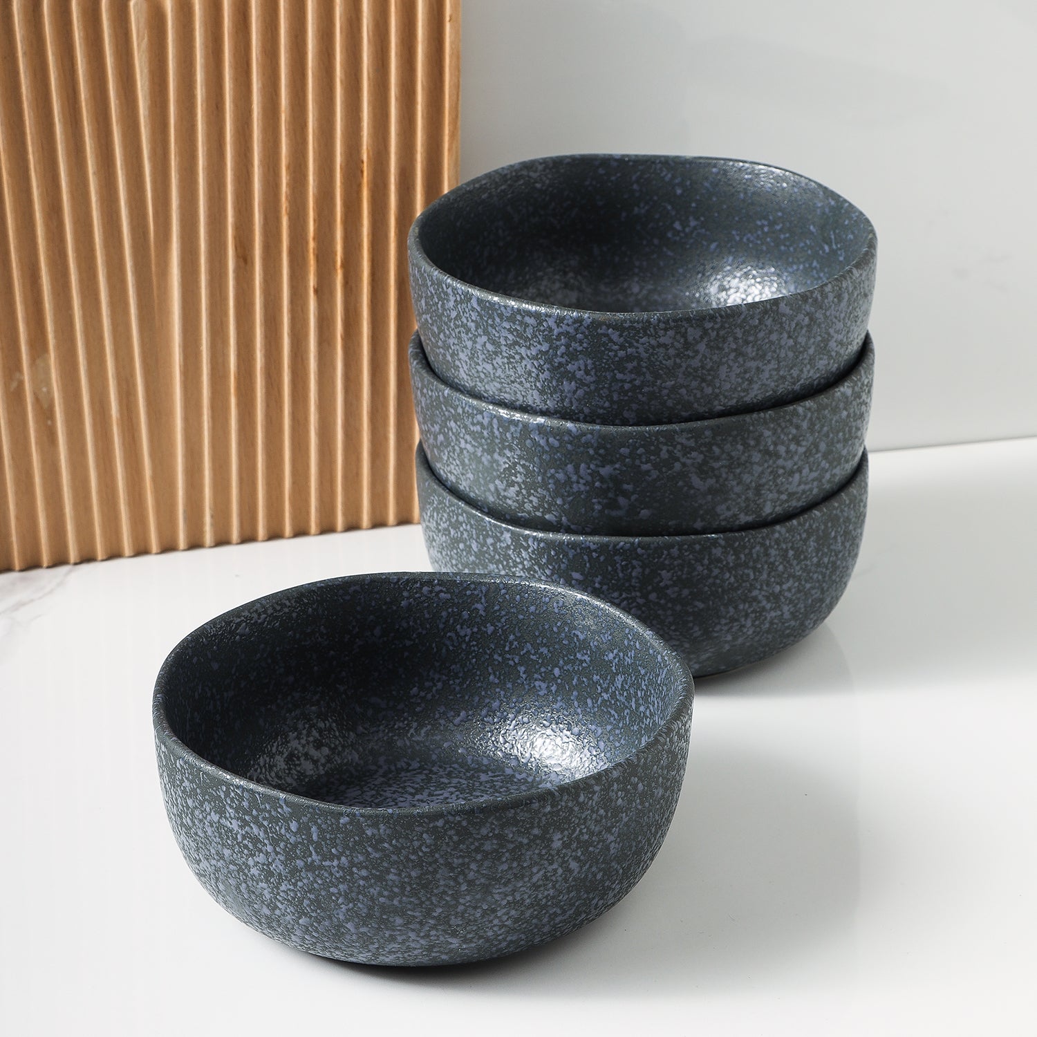 Premium Tom Stoneware Dinnerware Set - Elegant Grey & Blue Ceramic Plates & Bowls for Everyday Dining, Dinner Parties & Home Decor