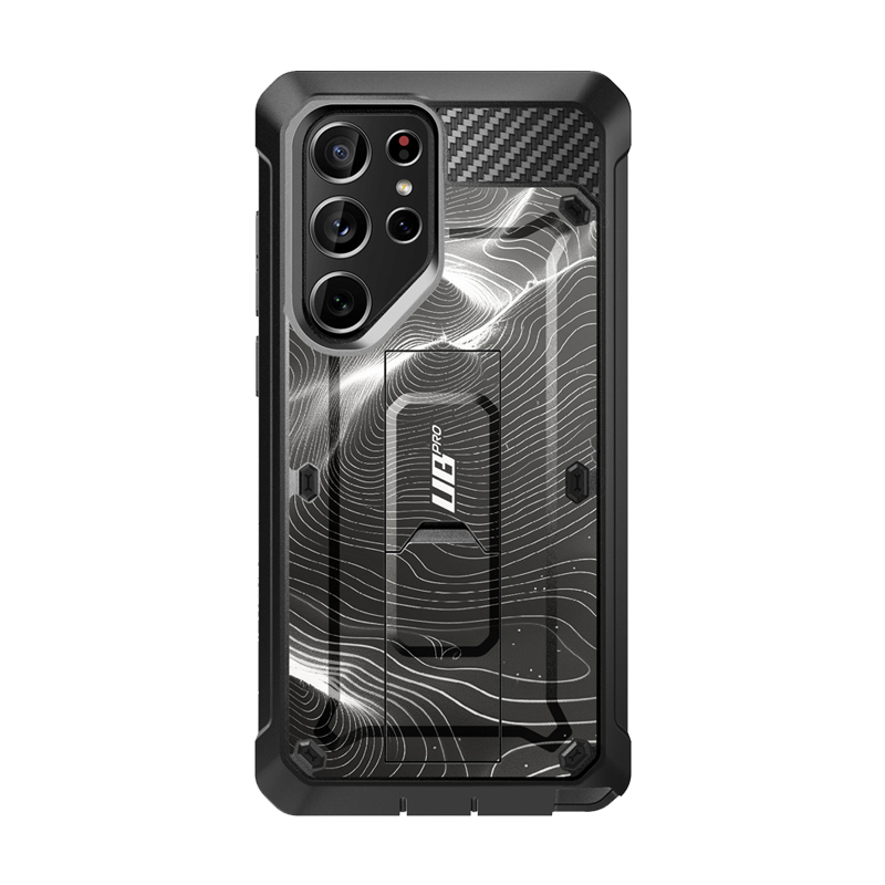 Samsung Galaxy S24 Ultra Unicorn Beetle PRO Rugged Case - Heavy Duty Shockproof Cover with Built-in Screen Protector, Black Ripple Design - Perfect for Outdoor, Construction & Extreme Sports Protection
