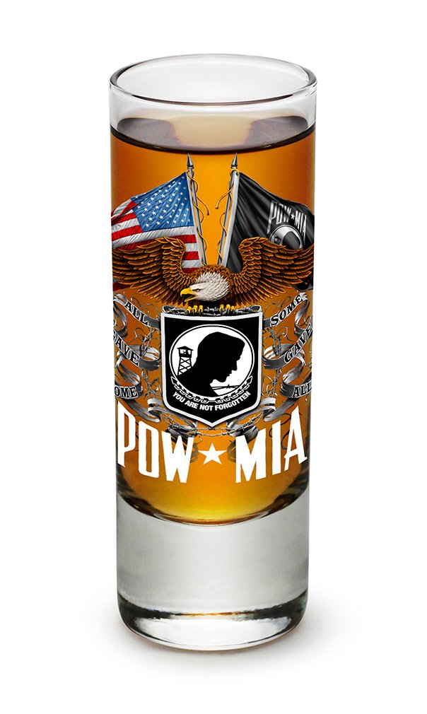 American Soldier Double Flag Eagle POW Shot Glass Set of 48 (2oz) - Patriotic Military Themed Glassware for Veterans, Bars & Home Decor | Perfect for Parties, Gifts & Collectibles