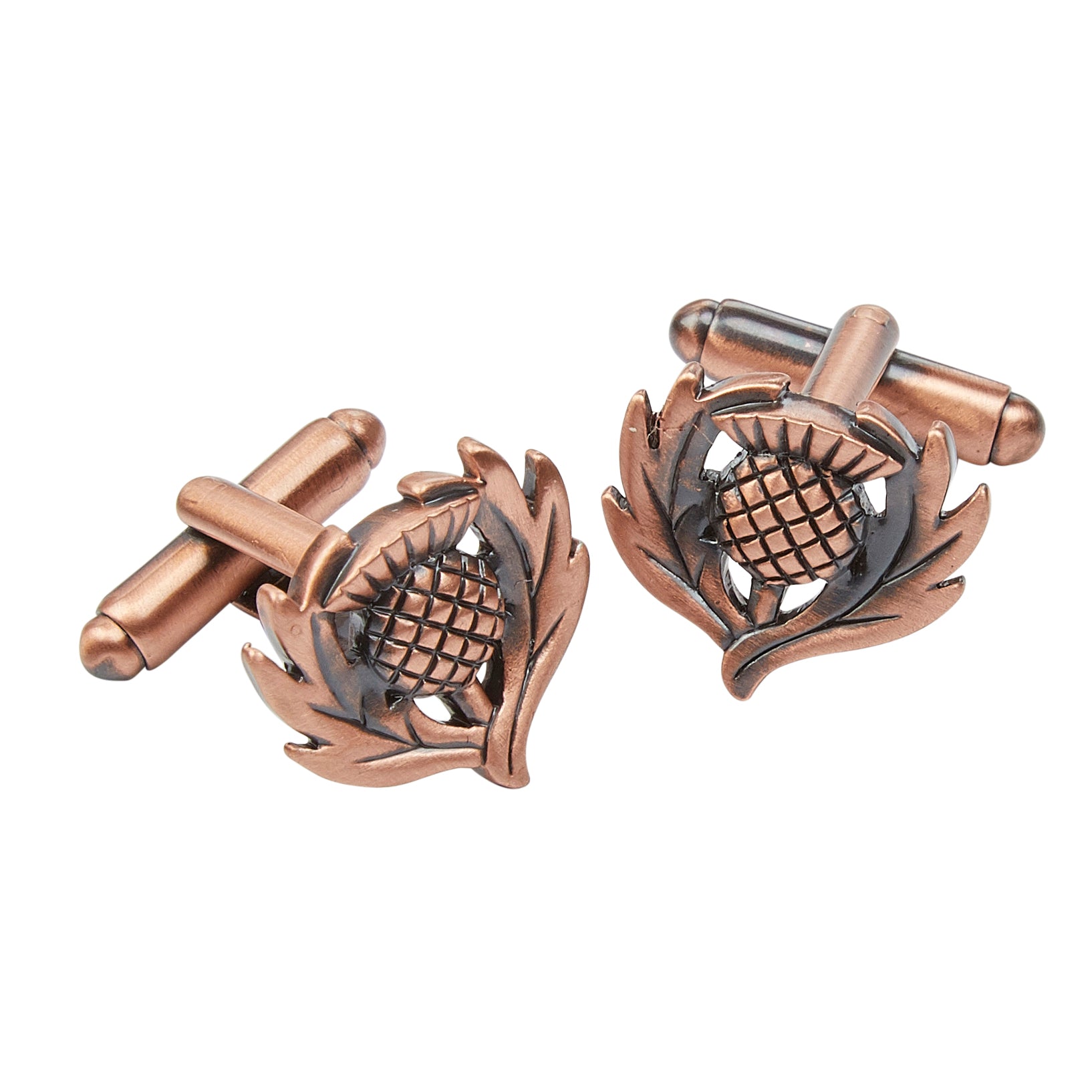 Elegant Copper Thistle Cufflinks for Men - KCL33C | Perfect for Formal Events, Weddings & Business Attire