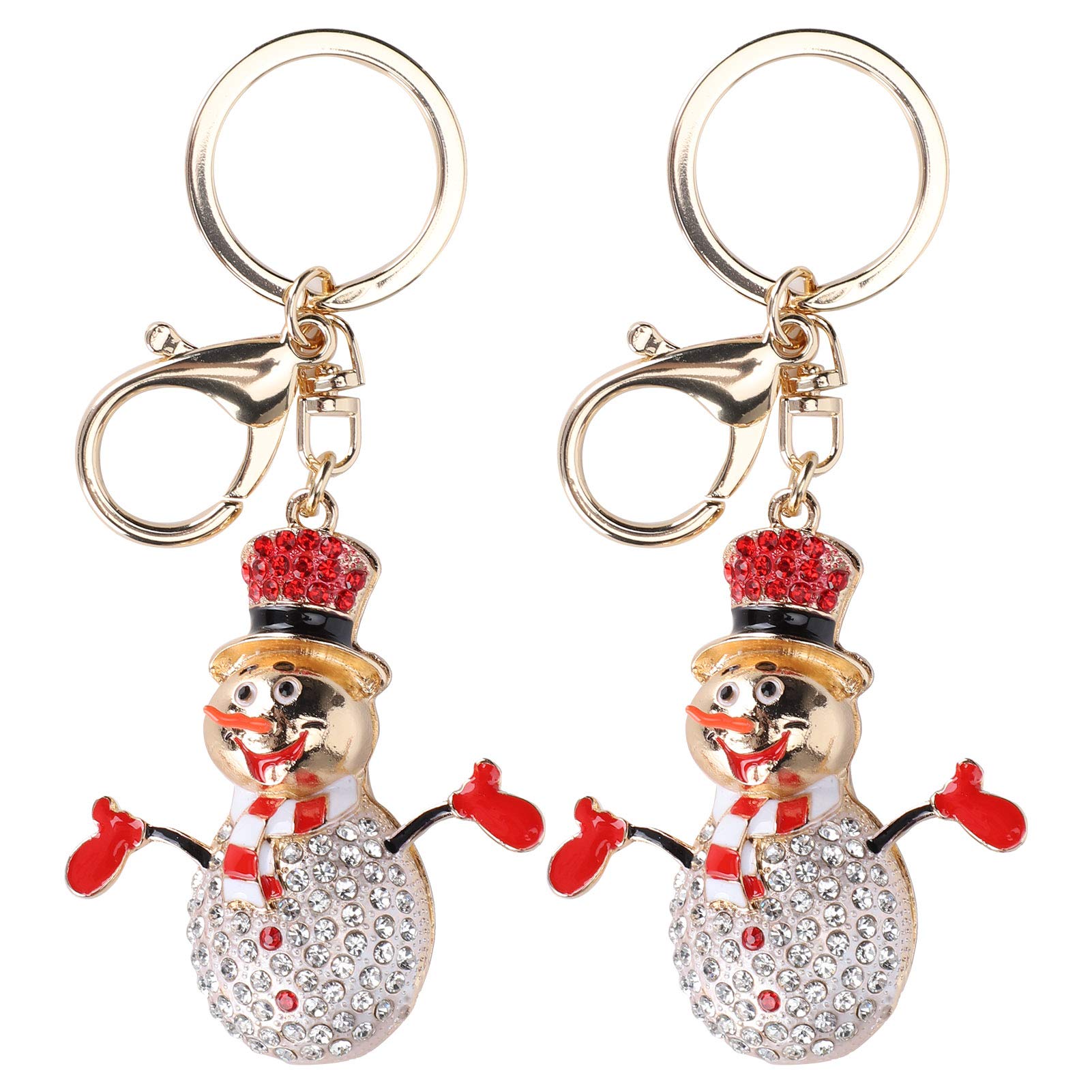 Garosa 2-Pack Christmas Snowman Keychains - Cute Holiday Key Rings for Kids & Women (Red, 9x7x4cm) - Perfect for Gifts, Backpacks, Purses & Christmas Tree Decorations