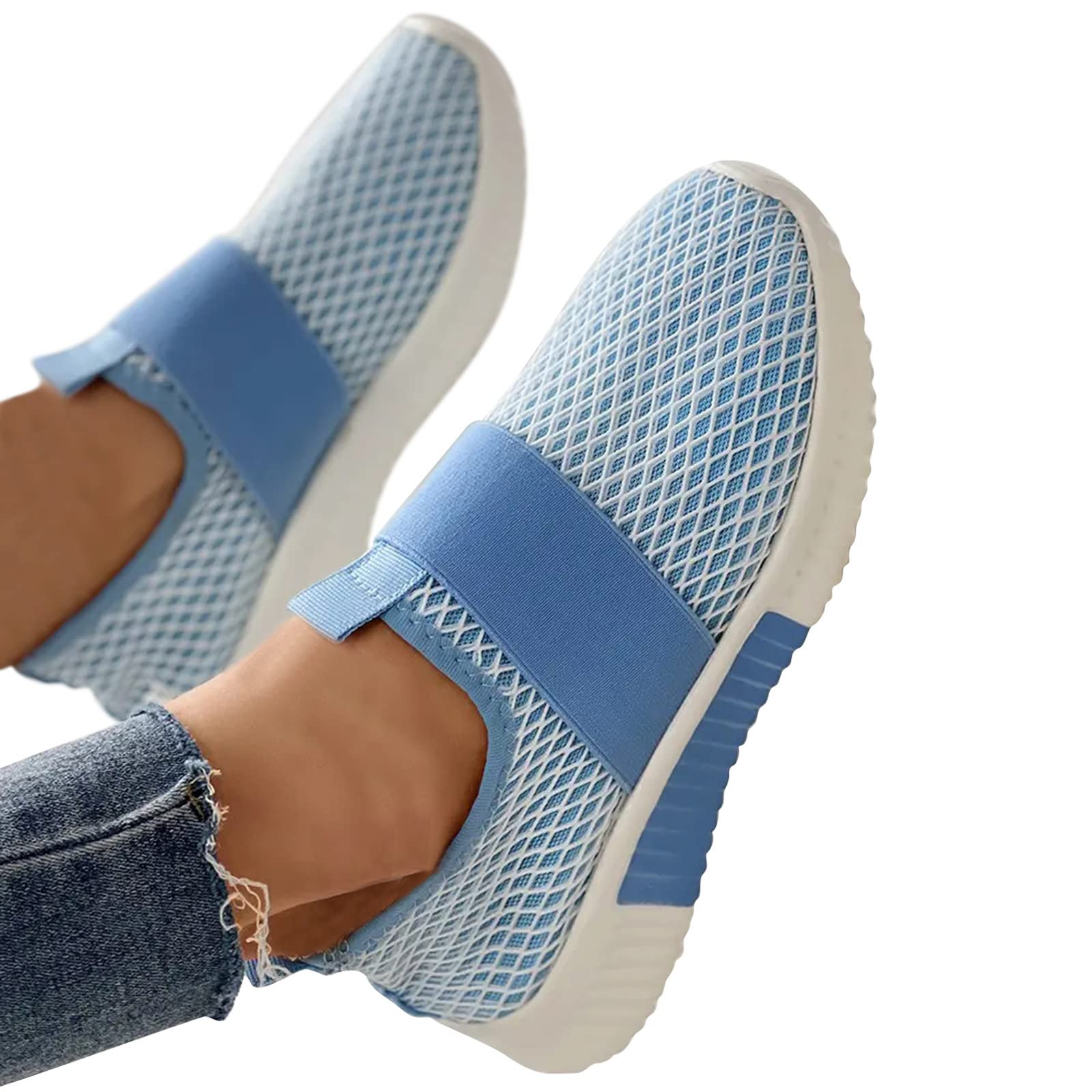 **Women's Breathable Mesh Walking Sneakers - Slip On Casual Running Shoes for Walking, Jogging & Everyday Comfort**