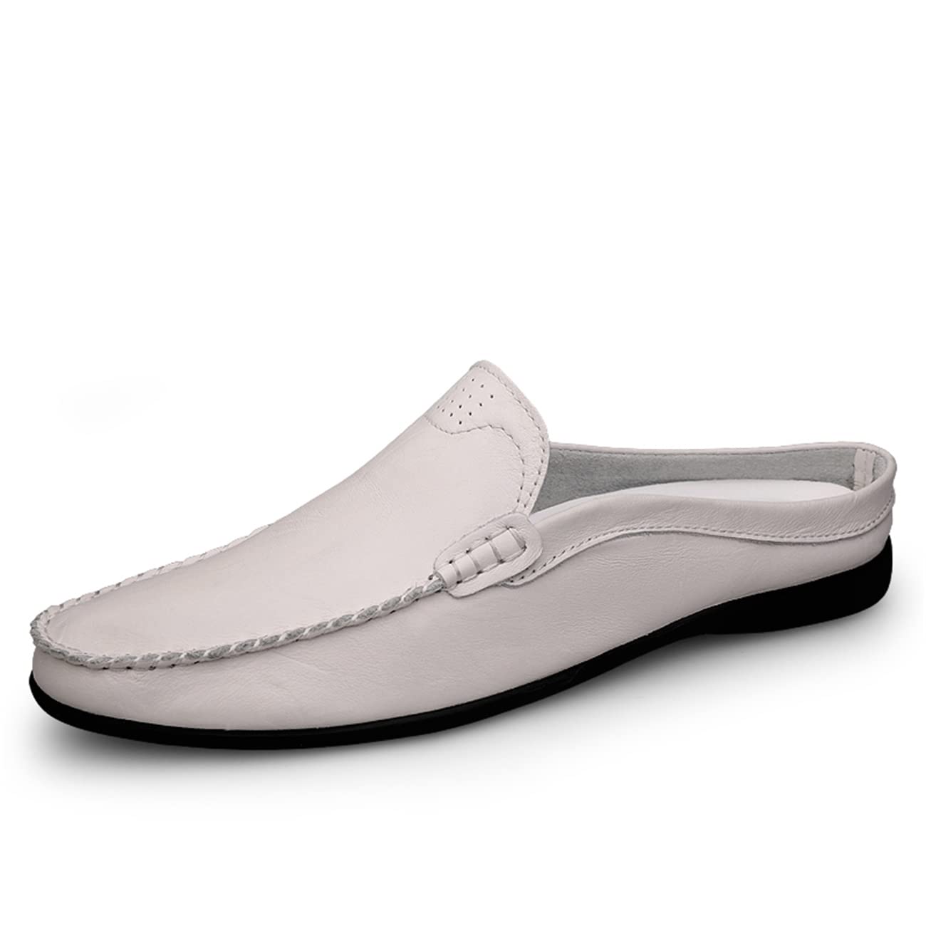 JOYVIP Men's Leather Mules - Backless Slip-On Walking Shoes & Comfortable Clog Slippers - Casual Sandals for Home, Office & Outdoor Wear