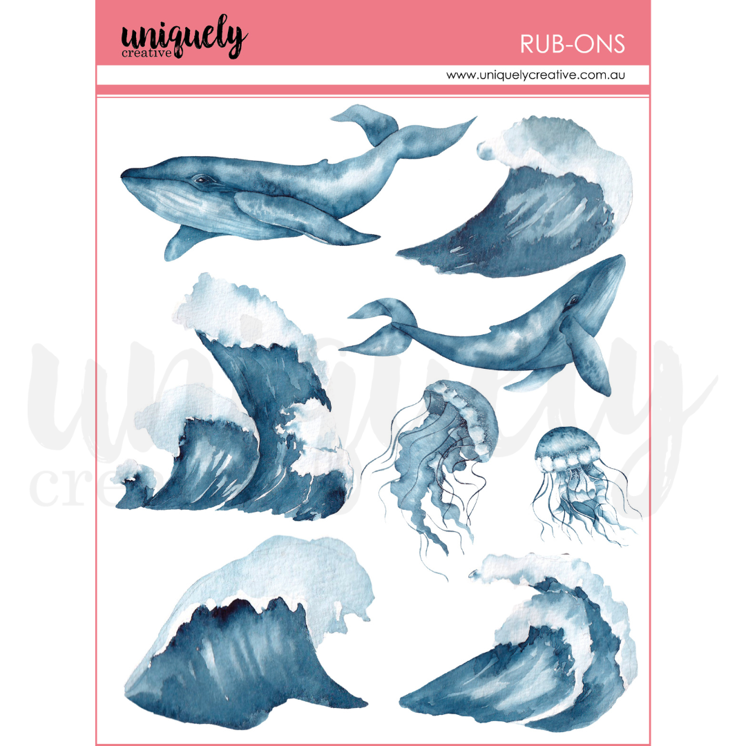 Whimsical Ocean-Themed Rub On Transfers for DIY Crafts, Scrapbooking & Home Decor - Shades of Whimsy Ocean Rub Ons